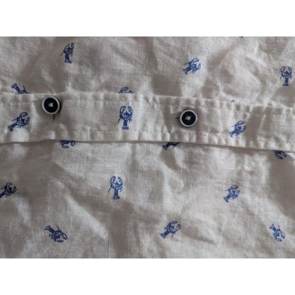 Report Collection Resort Linen Shirt Mens XL SS Button Down Nautical Lobster - Picture 8 of 9